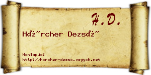 Hörcher Dezső névjegykártya